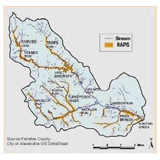 Map of streams, water bodies, and resource protection areas.